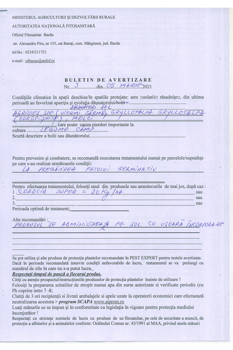 Buletin avertizare nr. 3 Bacau